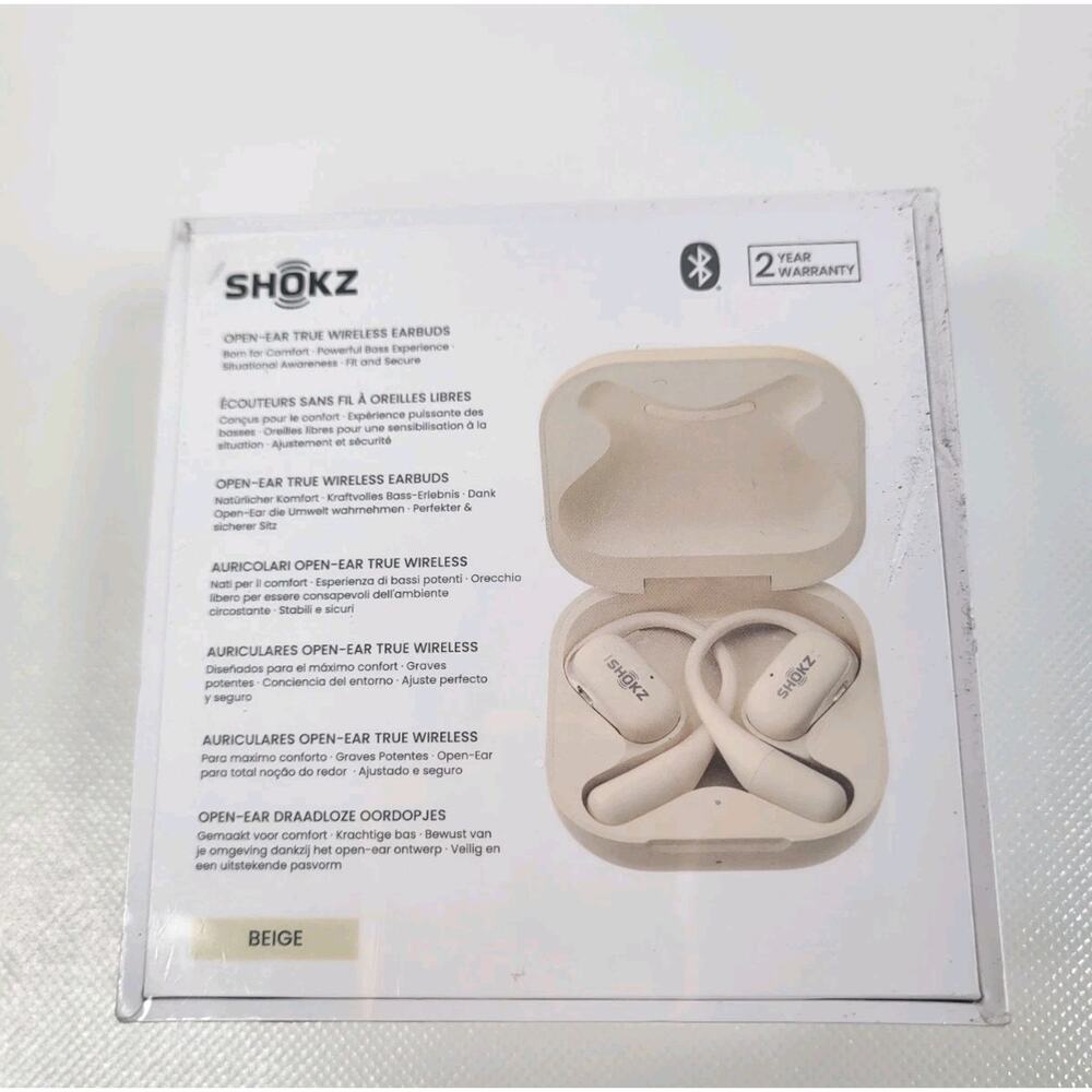 Shokz OpenFit Open-Ear Bluetooth True Wireless Earbuds - Beige T910 - Picture 4 of 5